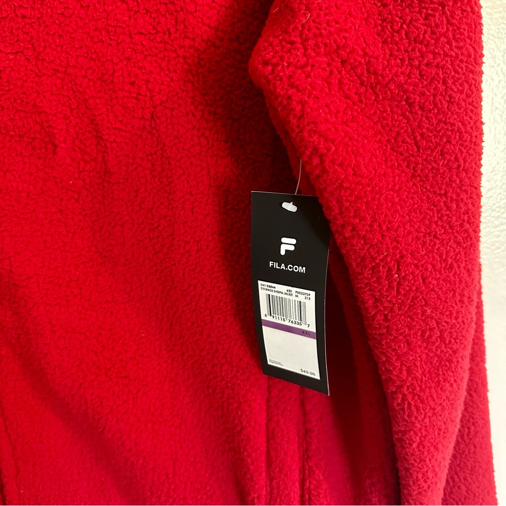 Fila Mens Size XXL Stefanos Sherpa Red Full Zip Fleece Jacket Football Season - Picture 2 of 8